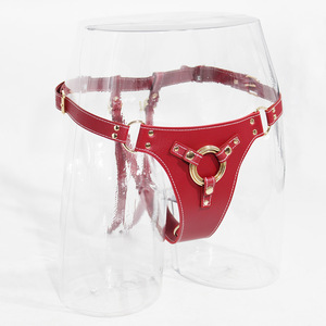 Culotte de bondage en cuir rouge avec sangles réglables et anneau métallique pour femmes, accessoires intimes lavables - Product Image 2