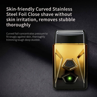 Rasoir Électrique Portable pour Hommes, Lame Unique, Sans Fil, Rechargeable USB, Rasoir à Grille Doré