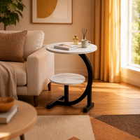 Table basse moderne minimaliste luxueuse, écologique, durable, portable, avec plateau en bois et structure en acier carbone, pour le salon et la maison