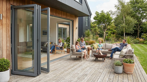 Portes coulissantes pliantes en verre et alliage d'aluminium pour entrée, salon, atelier automobile, balcon, jardin - Product Image 5