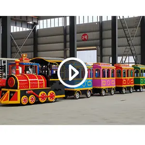 Classical Amusement Park Rides Tourist Attraction 24P Steam Electric Mini Trackless Train Ride For Sale