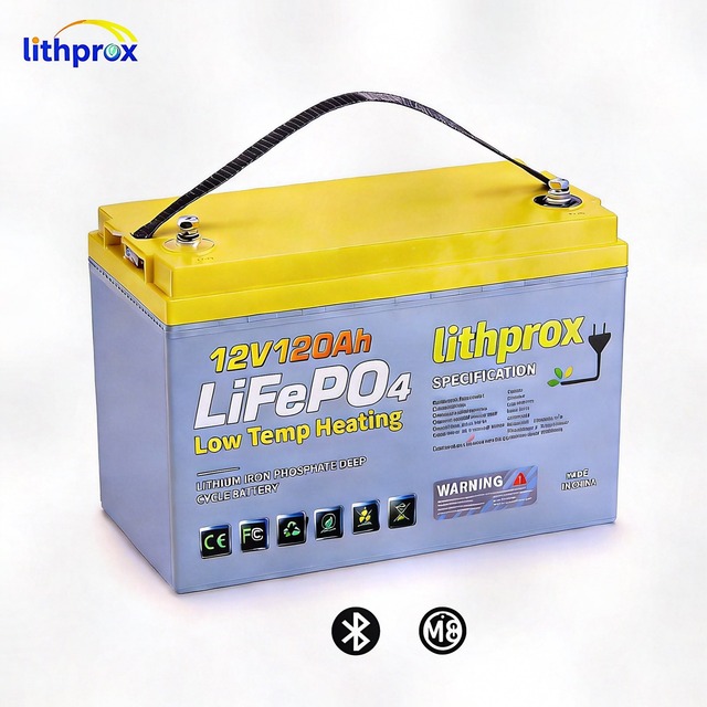 Lithium Deep Cycle Battery 12V 120AH Grade A Rechargeable Waterproof LiFePO4 RV Bluetooth BMS M8 Terminal CE RoHS IP67 OEM ODM