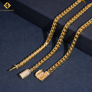 Wholesale Price Pass Tester 4MM Moissanite Lock Chain Silver 925 Gold <b>Men</b> Hip Hop Iced Out 925 Silver Franco Chain &Bracelet - Product Image 6