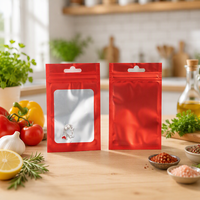 Sachet plat de stockage alimentaire en plastique et aluminium avec fenêtre à fermeture éclair, imprimé en gravure, résistant à l'humidité et aux odeurs, avec fermeture à trois côtés