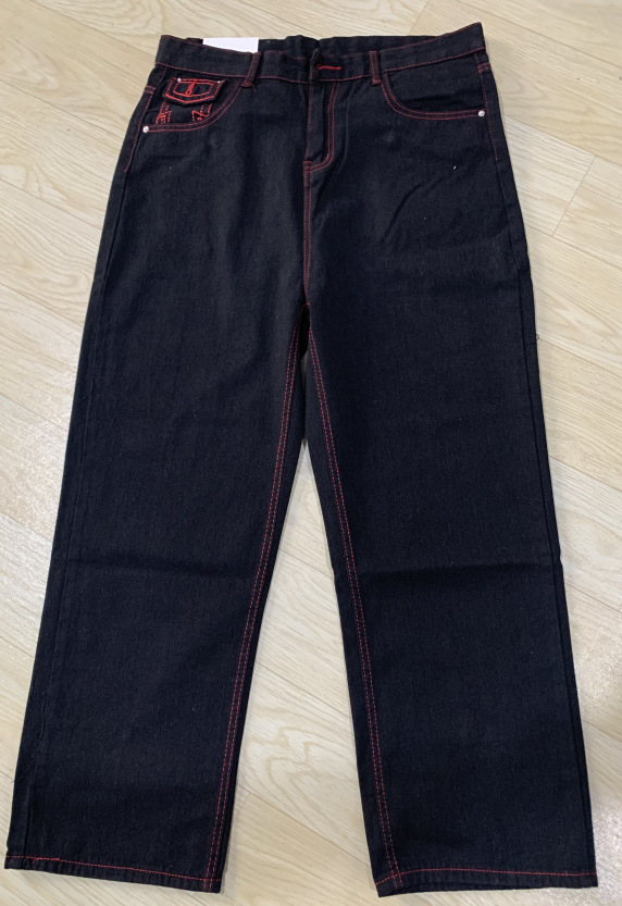 Black with red cords