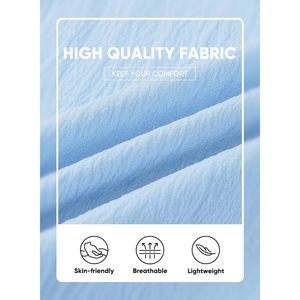 FOXA Men's Casual Short Sleeve Button <b>Down</b> Shirt Textured Cotton Poplin Breathable Vacation Shirt With Pocket Summer Beach - Product Image 4