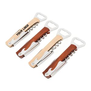 Ouvre-bouteille multifonction en bois personnalisé Xdh1927 pour vin et bière avec logo gravé au laser - Product Image 1