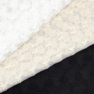 Tela de encaje bordada para novia, material de red de tul de lujo de alta calidad