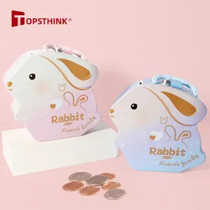 TOPSTHINK कस्टम नवीनता धातु खरगोश टिन कर सकते हैं बच्चों के लिए सिक्का बैंक टिन पैसे की बचत बॉक्स बैंक