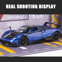 Modèle de supercar XHD à l'échelle 1:24 en alliage moulé sous pression, avec ailes de mouette, effets de brume, son et lumière, fonction de recul, rechargeable par USB, pour enfants