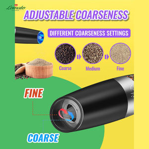 Juego de Molinillo Eléctrico de sal y pimienta por gravedad automático con luz LED de grosor ajustable operado a mano - Product Image 3