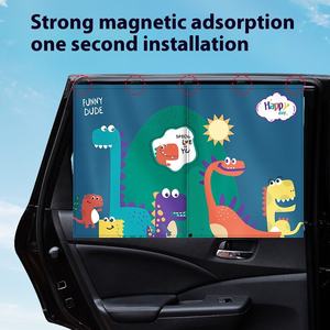 Nouveau dessin animé double couche imprimé <span class=keywords><strong>voiture</strong></span> pare-soleil maille <span class=keywords><strong>aimant</strong></span> <span class=keywords><strong>rideau</strong></span> pour fenêtre latérale isolation thermique et Protection solaire - Product Image 3