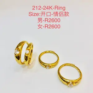 Desain Sederhana Cincin Perhiasan Pria, Perhiasan Cincin Emas Wanita, Cincin Pernikahan Pengaturan 24K Arab Saudi