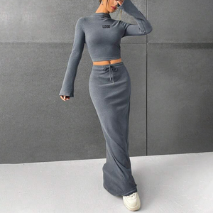 F230699 Phụ Nữ Của Váy Thiết Kế Quần Áo Phụ Nữ Dài Tay Áo Crop Top T Áo Sơ Mi Và Phụ Nữ Giản Dị Dresses Dài Maxi Y2K Váy - Product Image 3