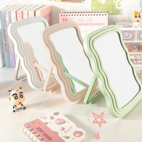 Miroir de maquillage en plastique éclairé sur pied personnalisé avec logo, pliable, à suspendre, simple face, pour étudiants