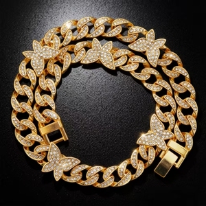 สร้อยคอผีเสื้อแบบโซ่คิวบันโลหะผสมดีไซน์เรียบง่าย สไตล์ฮิปฮอป ขายดีประจำปี 2026 รับผลิตตามแบบ สั่งซื้อจำนวนมากได้ - Product Image 3