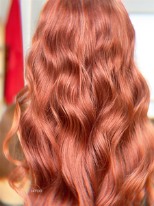 Perruque à lacet frontal ondulée de couleur <span class=keywords><strong>orange</strong></span> de luxe Shy 2026, design de luxe, HD 13x5, cheveux naturels pré-épilés avec des cheveux de bébé pour femme - Product Image 4