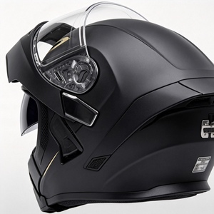 Nouveau casque de moto à visière relevable noir et or, double visière, coque ABS, ouvert, homologué DOT, toutes saisons, avec intérieur amovible - Product Image 3