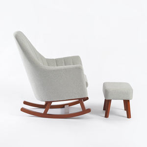 Modern Style <b>Wood</b> <b>Rocking</b> Lounge <b>Chair</b> with Ottoman Comfortable Fabric Furniture for Leisure for Bathroom Use - Product Image 4