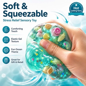 Factory Supply Ocean Shell Glitter Squishy Fidget <b>Toy</b> Transparent Stress Relief Sensory Gel <b>Desk</b> Play Wholesale KL Brand 14+ - Product Image 5