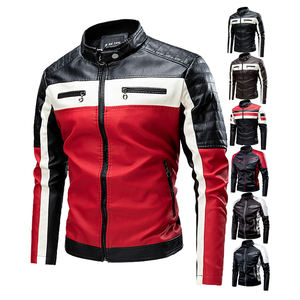 <span class=keywords><strong>Manteau</strong></span> de Moto Décontracté <span class=keywords><strong>en</strong></span> <span class=keywords><strong>Cuir</strong></span> PU pour <span class=keywords><strong>Homme</strong></span> Doublé Thermique, Col Montant Vintage, Patchwork, Automne-Hiver - Product Image 1