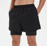 Shorts de sport décontractés pour hommes, taille élastique, mi-longueur, respirants, en polyester/coton, couleur unie, pour la course à pied et le fitness