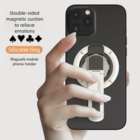 2025 nouveau support de téléphone magnétique à double face rotatif à 360 ° en alliage d'aluminium avec bouton pop-up, conception antidérapante en anneau de silicone
