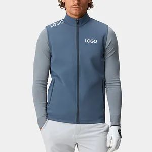Custom Winter Plus Size <strong>Men's</strong> <strong>Navy</strong> <strong>Gilet</strong> Zipper Clip Polyester Spandex Spring Soft Shell Vest for Golf - Product Image 1
