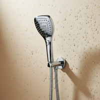 HOMEDEC Ensemble de douche à main en plastique chromé, design moderne, haute pression, économie d'eau, avec support de tuyau de douche mural, garantie 3 ans