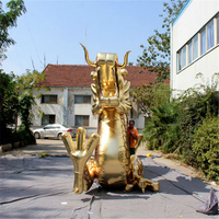 Sculpture gonflable de dragon doré lumineux pour l'affichage en centre commercial, les festivals et la décoration d'activités extérieures