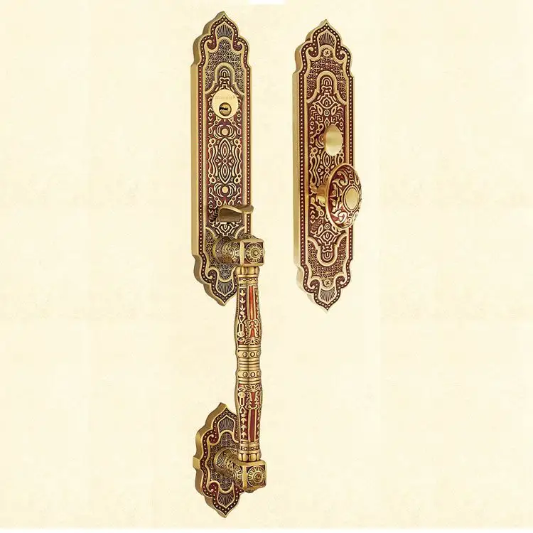 La maniglia della porta d'ingresso da infilare americana di lusso antico imposta la serratura della maniglia della porta in ottone massiccio