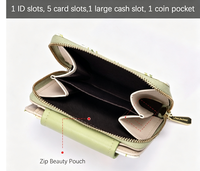 Dompet Lipat Dua Wanita Motif Daun Bunga Segar, Kapasitas Besar, Dompet Wanita Lipat Dua, Slot Kartu Banyak, Kantong Koin, Clutch Wanita Modis
