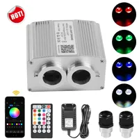 Kit de plafonnier étoilé 16W RGBW à double tête scintillante, DC12V, synchronisation musicale via application Bluetooth, pour toit de voiture et chambre d'enfant