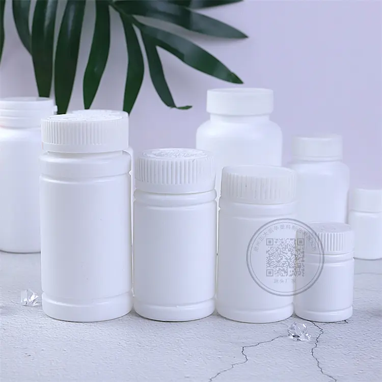 Ücretsiz örnek beyaz plastik Vitamin ilaç tıbbi kapsül hap şişesi