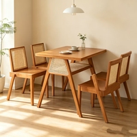 Ensemble table et chaises en bois massif chinois, finition noyer noir, chaises empilables avec dossier, idéal pour petits espaces, 1 table + 2 chaises