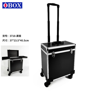 Estuche de maquillaje profesional Obox con cajones, carrito de almacenamiento rectangular plateado y negro para el hogar y viajes, fácil de limpiar - Product Image 3