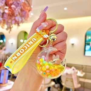 2024 New Arrival Cartoon Cute <b>Rabbit</b> Moon Liquid Keychain Crystal Flowing Sand Bottle Luminous Keyring Car Key Bag Pendant Gifts - Product Image 5