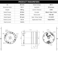 Module d'actionneur articulaire robotique harmonique 500g, couple élevé, léger, pour robot collaboratif, poignet, tête, humanoïde |   ZBDynamiX