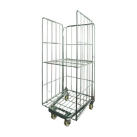 Conteneur de stockage pliable et verrouillable Vallink en treillis métallique robuste, galvanisé à chaud, capacité 500 kg, roues de 4/5 pouces