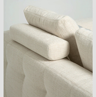 Salon de luxe minimaliste italien, chambre modèle de villa, canapé minimaliste en coton et lin importé et canapé en cuir véritable