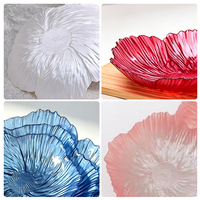 Assiette de service en verre à bords festonnés, écologique, non toxique, durable, pour desserts, mariages de luxe, maison et cuisine