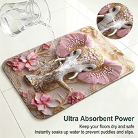 Tapis de bain éléphant rose doré ultra absorbant antidérapant, motif floral, écologique, séchage rapide, tapis absorbant l'eau, style luxe pour maison et hôtel