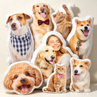 Coussin décoratif personnalisé en forme d'animal, adorable coussin en peluche 3D avec portrait de animal de compagnie, coussin de canapé