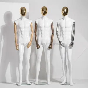 木制手臂男全尺寸服装人体模型铬人体模型头时尚展示服装男假人
