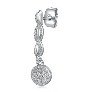 Fashion Diamond Spiral Stud Earrings White Crystal Round Drop Dangle Earrings