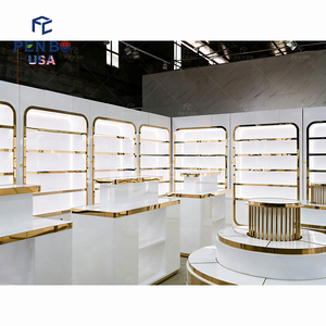 Estantes de Exhibición de Perfumes de Vidrio Personalizados de Alta Calidad, con LED Blanco y Dorado, Ecológicos, Decoración de Lujo para Tiendas de Cosméticos - Product Image 4