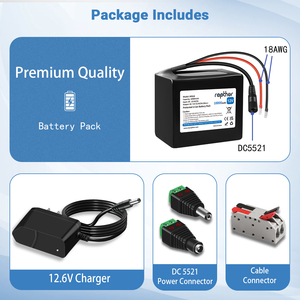 Аккумулятор Rapthor 12В 10000мАч литий-ионный с зарядным устройством для устройств 12В с портом DC5521, для проектов DIY и т.д. - Product Image 6