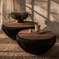 Table basse en rotin faite à la main de Style moderne nordique frêne Texture tissée de bureau en bois massif pour petit appartement salon de thé