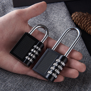 Extended Beam Combination Lock 40mm Zinc Alloy Black Cabinet Door Lock Mechanical <b>Padlock</b> Chrome Finish - Product Image 2