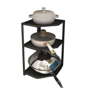 Estante de almacenamiento de cocina de <span class=keywords><strong>Metal</strong></span> multicapa, estante de fregadero de maceta de diseño Simple para el hogar con esquina triangular, unidad de almacenamiento de tres capas - Product Image 6